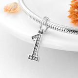 925 Sterling Silver Number 0-9 Charms Beads for Bracelets