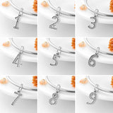 925 Sterling Silver Number 0-9 Charms Beads for Bracelets