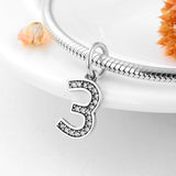 925 Sterling Silver Number 0-9 Charms Beads for Bracelets