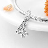 925 Sterling Silver Number 0-9 Charms Beads for Bracelets