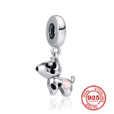 925 Silver Happy Labrador Dog Cat Charm Bead DIY Jewelry
