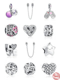 925 Silver Infinity Hearts & Stars Charms Bracelet DIY Jewelry