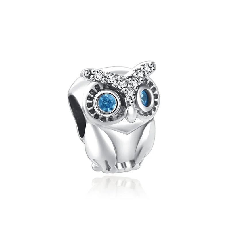 925 Silver Charms Bracelet with Owl Elephant Dangle Beads DIY Jewelry