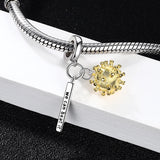 925 Sterling Silver Virus Ball Dangle Beads Bracelet Charm