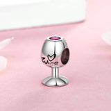 European Wine Glass Pendant Silver 925 DIY Jewelry