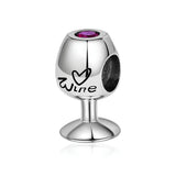 European Wine Glass Pendant Silver 925 DIY Jewelry