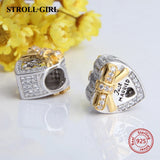 925 Silver Just Married Heart Bead Charm for European Charm Bracelet