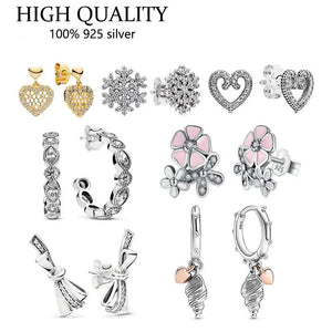 925 Silver Conch Love Bow Earrings For Women Wedding Jewelry
