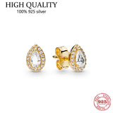 925 Sterling Silver Cz Rose Tear Ear Stud Wedding Jewelry