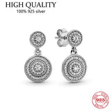 925 Sterling Silver Round CZ Pan Earrings for Women