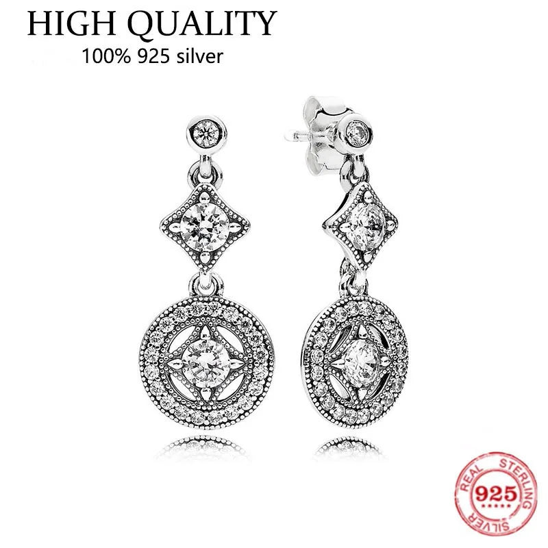 925 Sterling Silver Round CZ Pan Earrings for Women