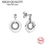 925 Sterling Silver Round CZ Pan Earrings for Women