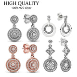 925 Sterling Silver Round CZ Pan Earrings for Women