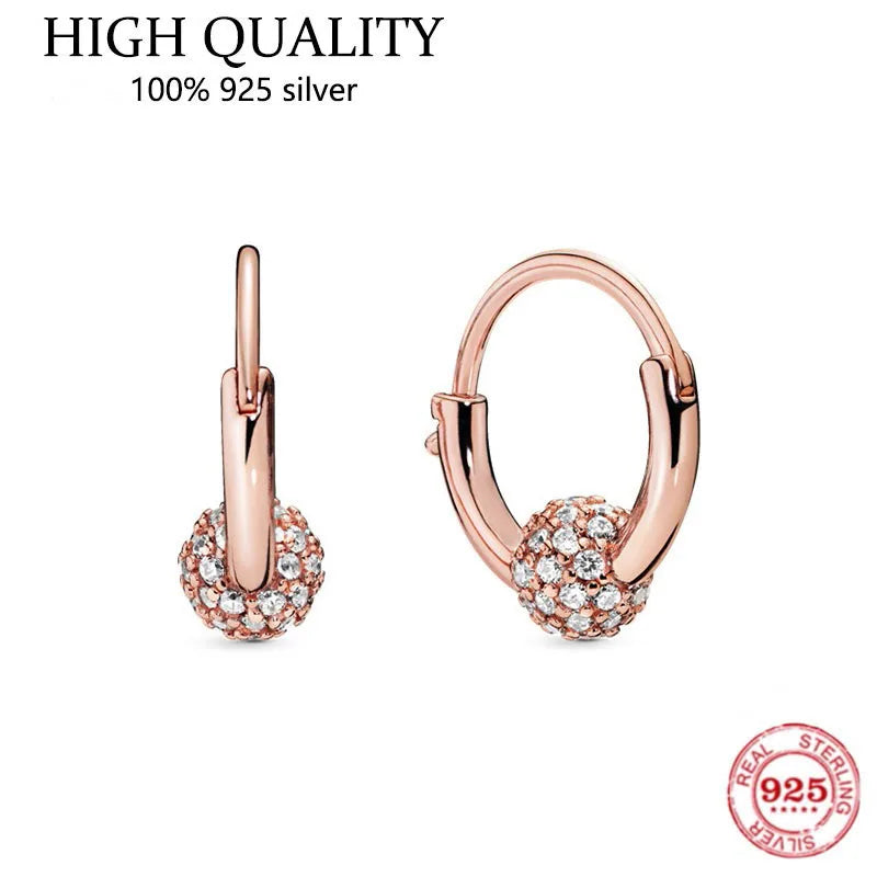 925 Sterling Silver Sparkle Beaded Pan Earrings