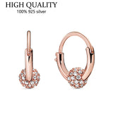 925 Sterling Silver Sparkle Beaded Pan Earrings