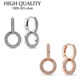 925 Silver Sparkle Cz Double Earrings Women Wedding Jewelry