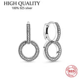 925 Silver Sparkle Cz Double Earrings Women Wedding Jewelry