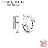 925 Sterling Silver Sparkle Cz Double Ring Earrings for Women