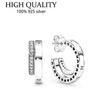 925 Sterling Silver Sparkle Cz Double Ring Earrings for Women