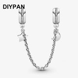 Original Pan Bracelet Charm Half Moon & Star Safety Chain