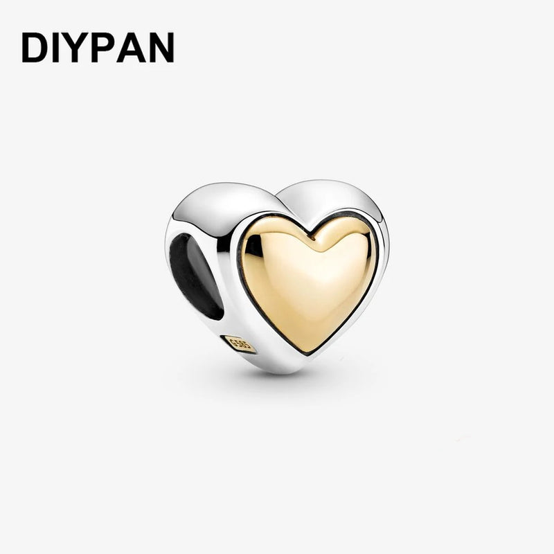 Golden Heart Charm Bead Bracelet Charm DIY Jewelry