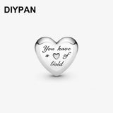 Golden Heart Charm Bead Bracelet Charm DIY Jewelry