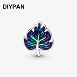 Pan Bracelet Charms Purple & Green Leaf Charm Beads Fashion Jewelry