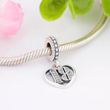 925 Silver 18 Number Pendant Charm Bracelet DIY Jewelry
