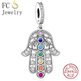925 Silver 7 Chakra Hamsa Hand Charm Bracelet for Women
