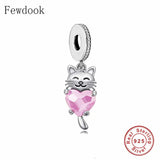 925 Silver Moon Angel Cat Charm Bead for Bracelet Making