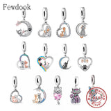 925 Silver Moon Angel Cat Charm Bead for Bracelet Making
