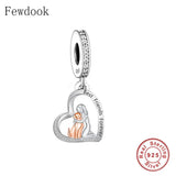 925 Silver Moon Angel Dog Charm Bracelet Bead for Women Memory Berloque