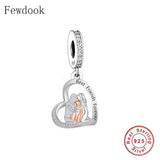 925 Silver Moon Angel Dog Charm Bracelet Bead for Women Memory Berloque