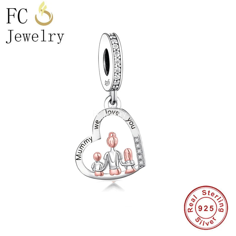 925 Silver Mummy We Love You Charm Bracelet Bead