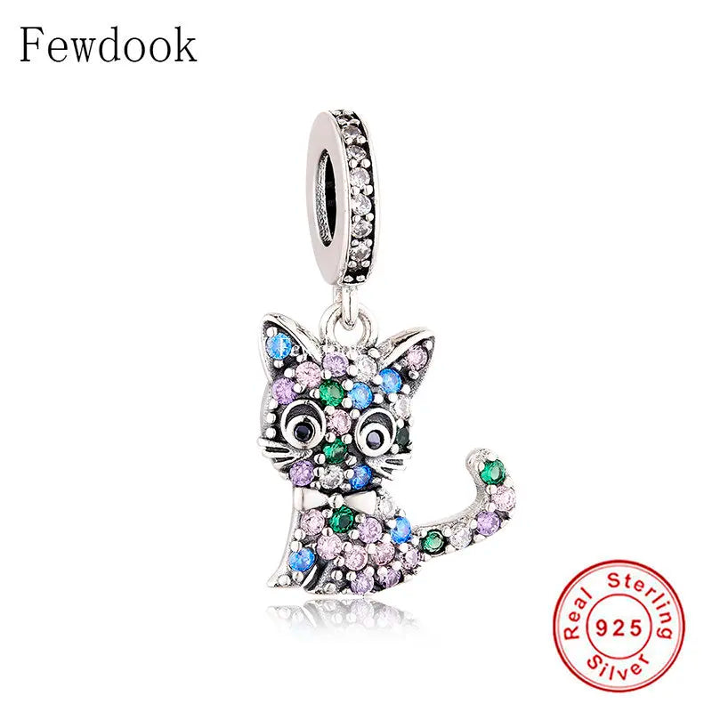 925 Sterling Silver Sitting Kitty Cat Charm Bead
