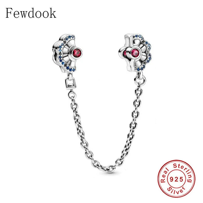 Sterling Silver Pan Charm Bracelet with Zirconia Beads