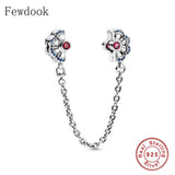 Sterling Silver Pan Charm Bracelet with Zirconia Beads