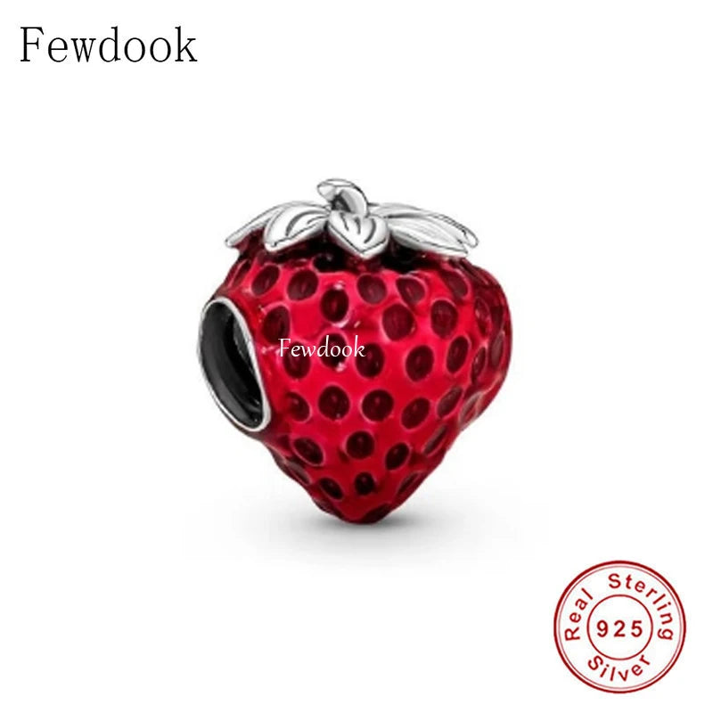 925 Sterling Silver Strawberry Charm Bracelet Bead