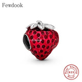 925 Sterling Silver Strawberry Charm Bracelet Bead