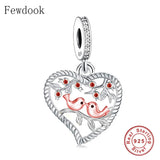 925 Sterling Silver Fruit Family Tree of Life Couple Birds Bead