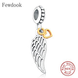 925 Silver Infinity Rose Angel Wings Charm for Bracelet Making
