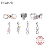 925 Silver Infinity Rose Angel Wings Charm for Bracelet Making