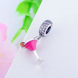 925 Sterling Silver Orange Cocktail Cup Charm Bead Pendant