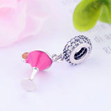 925 Sterling Silver Orange Cocktail Cup Charm Bead Pendant