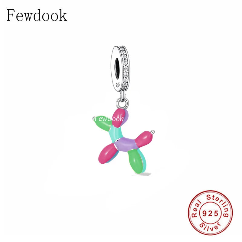 925 Sterling Silver Balloon Dog Bead Charm Bracelet