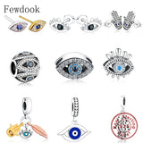 925 Silver Evil Eye Zirconia Bead Turkish Charm Bracelet Necklace