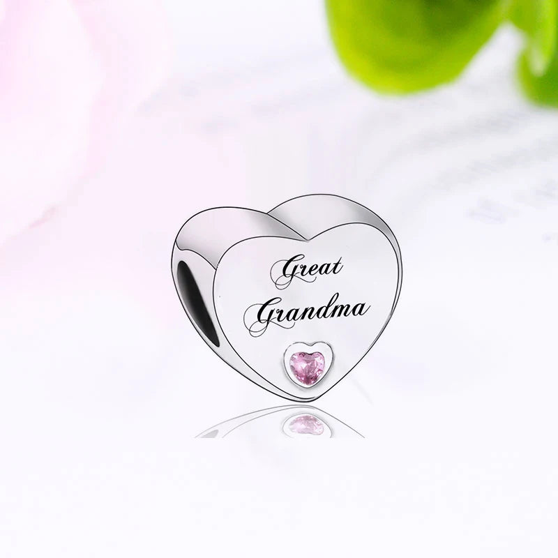 Family Charm Bracelet 925 Silver Bead for Grandma Sister Berloque
