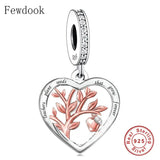 925 Silver Heart Pink Stone Teacher Charm Bracelet Bead