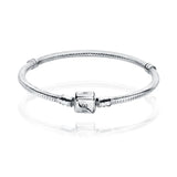 925 Sterling Silver Pan Charms Bracelet Snake Chain Mesh Women DIY Jewelry