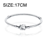 925 Sterling Silver Pan Charms Bracelet Snake Chain Mesh Women DIY Jewelry